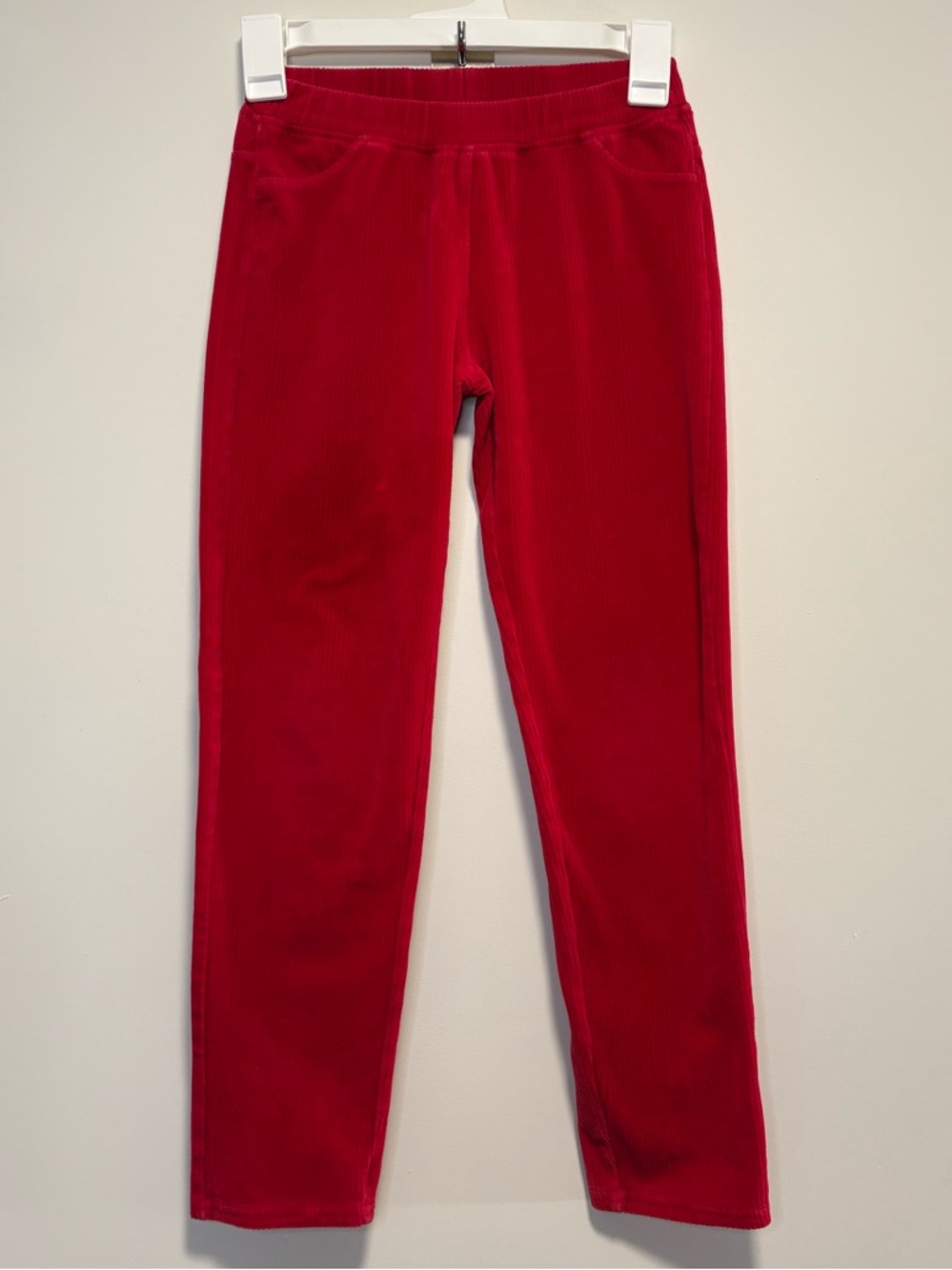 Hanna Andersson Red Ribbed Corduroy Velour Leggings Pants Girl Size 10/140 cm